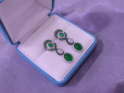 Vintage Fashion Versatile Floral Faux Emerald Earrings