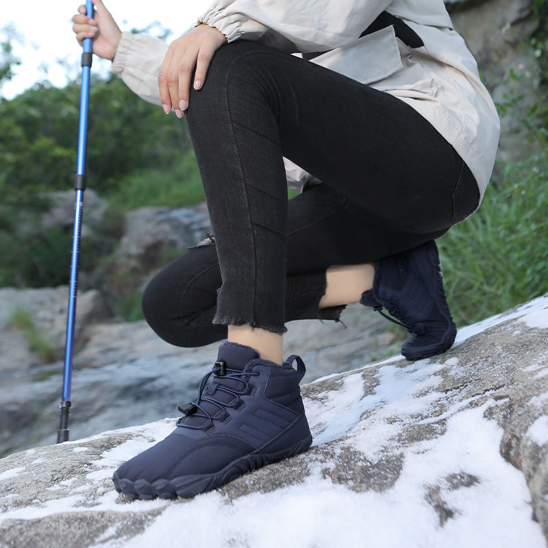 Vlies-gefütterte warme Fünf-Finger-Schuhe aus Outdoor-Baumwolle Schuhe Stiefel, Verschleiß fest, rutsch fest