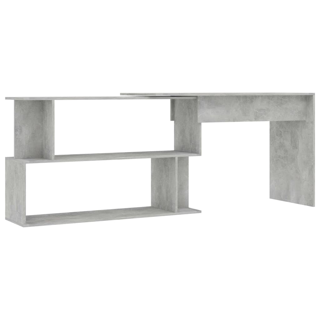 vidaXL Corner Desk Concrete Grey 200x50x76 cm Engineered Wood