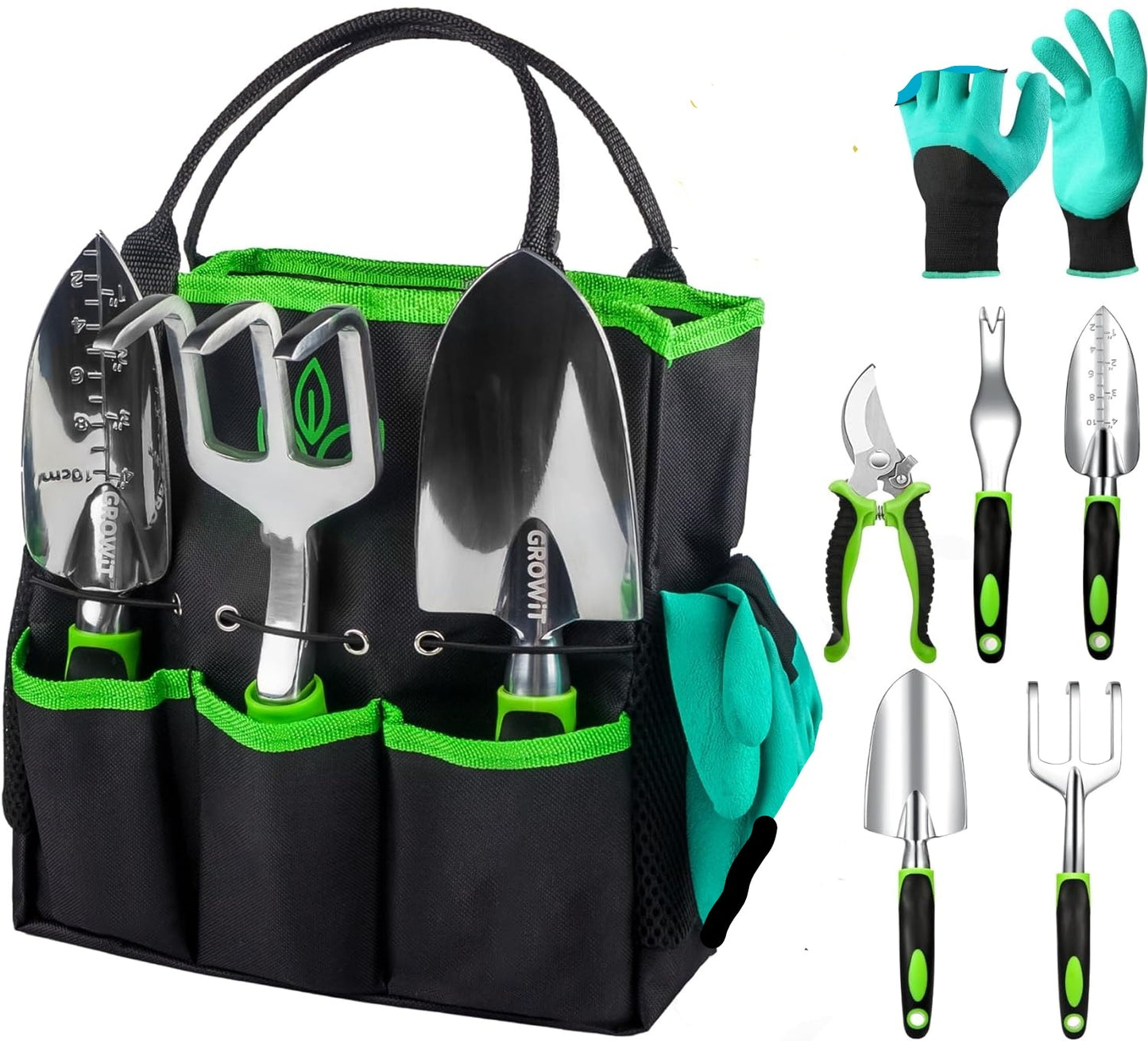 Heavy Duty Garden Tools 9Pieces Set - Rust Proof, Ergonomic Gardening Hand Tools Garden Gifts For Mom And Dad - RazzX