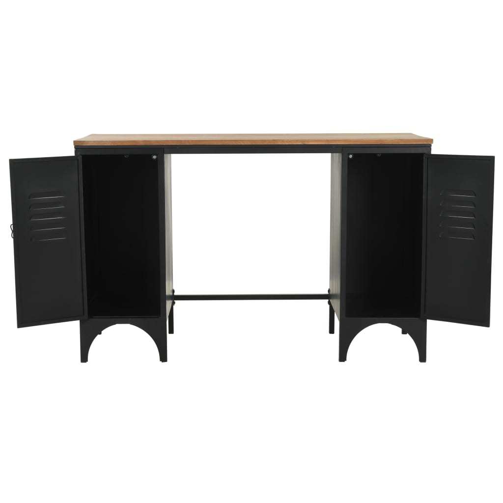 vidaXL Double Pedestal Desk Solid Firwood and Steel 120x50x76 cm