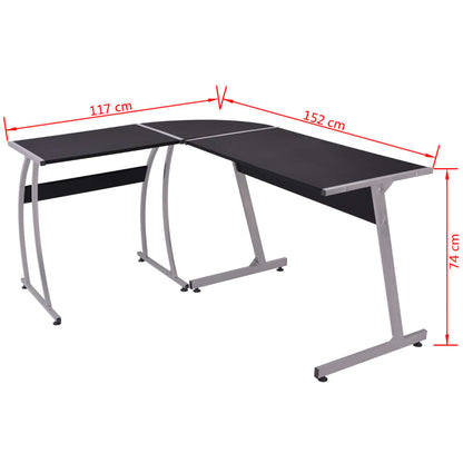 vidaXL Corner Desk L-Shaped Black