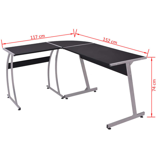 vidaXL Corner Desk L-Shaped Black