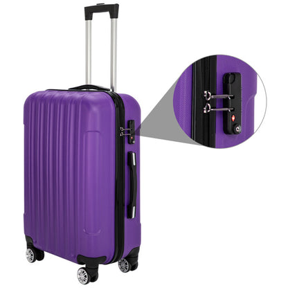 Vertical 3-in-1 Spinner Wheel With Handle Trolley Case 20in 24in 28in ABS Aluminum Alloy Trolley Classic Color - Purple