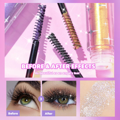 Violet Glitter Lash Mascara Diamond Mascara Thick Shiny Eyelash Curling Extension Makeup Waterproof Fast Dry Sequins Eye Black