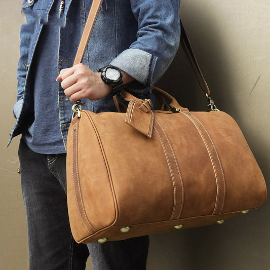 Vintage Distressed Men's Leather Travel Luggage Bag