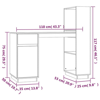 vidaXL Desk Grey 110x53x117 cm Solid Wood Pine