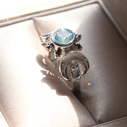 Vintage Thai Silver Moonstone Ring Ethnic Wind Diamond Ring