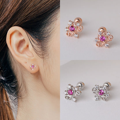 Vintage Crown Hollow Screw Stud Earrings