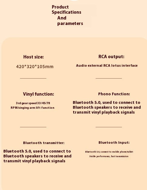 Vinyl Record Player Retro Bluetooth Audio Integrated Old-fashioned Phonograph Disc Piezoelectric Pickup