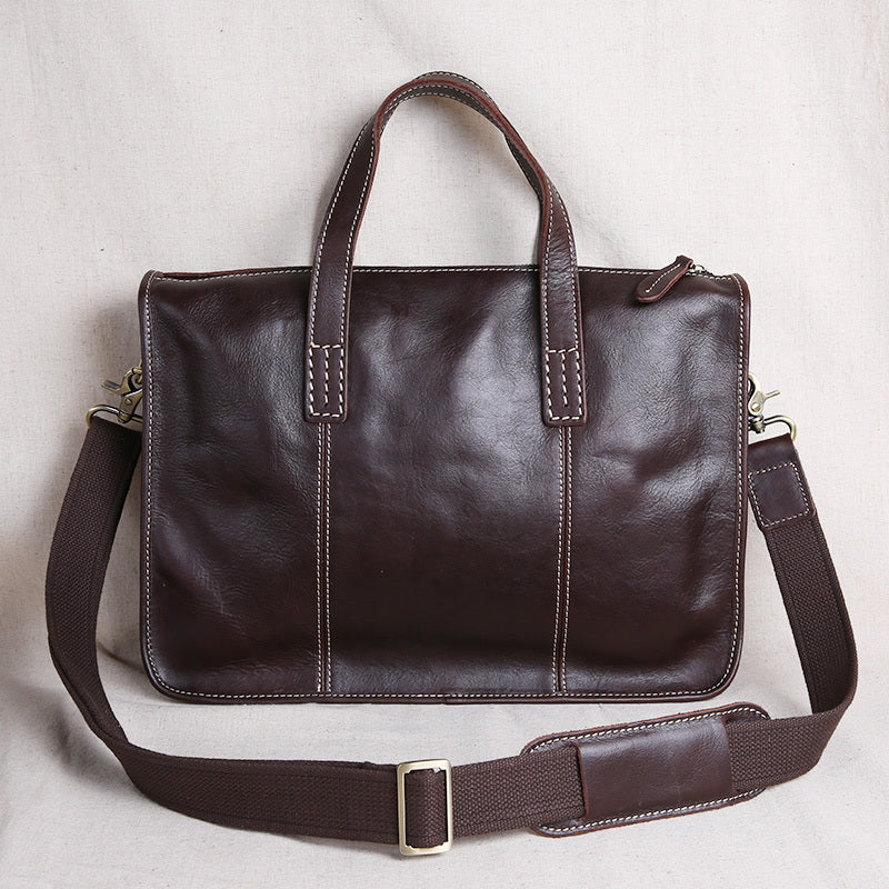 Vintage Business Leisure Horizontal Style Leather Briefcase Computer Bag