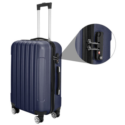 Vertical 3-in-1 Spinner Wheel With Handle Trolley Case 20in 24in 28in ABS Aluminum Alloy Trolley Classic Color - Navy Blue