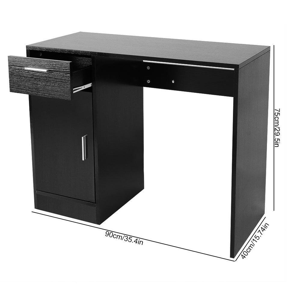 1 Drawer 1 Door Compact Computer PC Laptop Desk Table Workstation Home Office (Black)